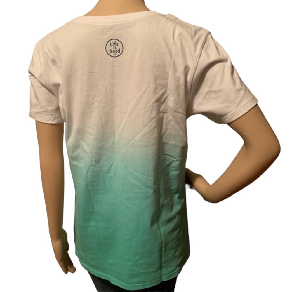 Life is Good SS Crusher Vneck Ombre Green Summer Love M - Picture 5 of 6